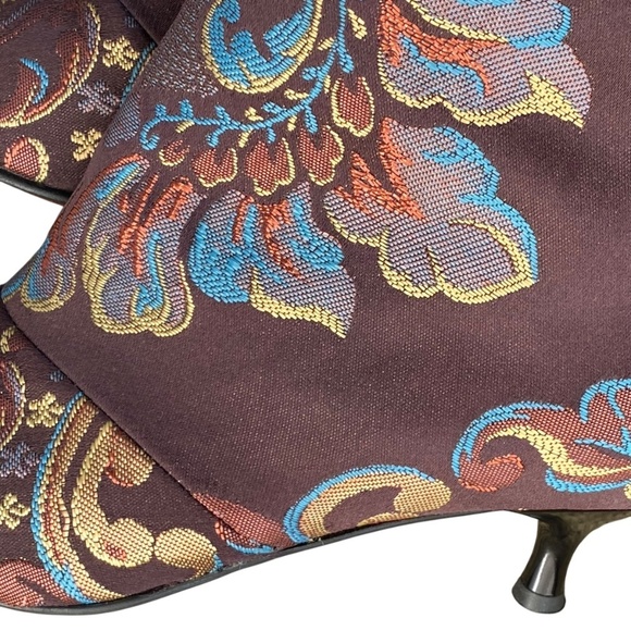 ROCKWELL THARP Signed Brocade Booties Chocolate Gold Turquoise Size 38 - Picture 10 of 11